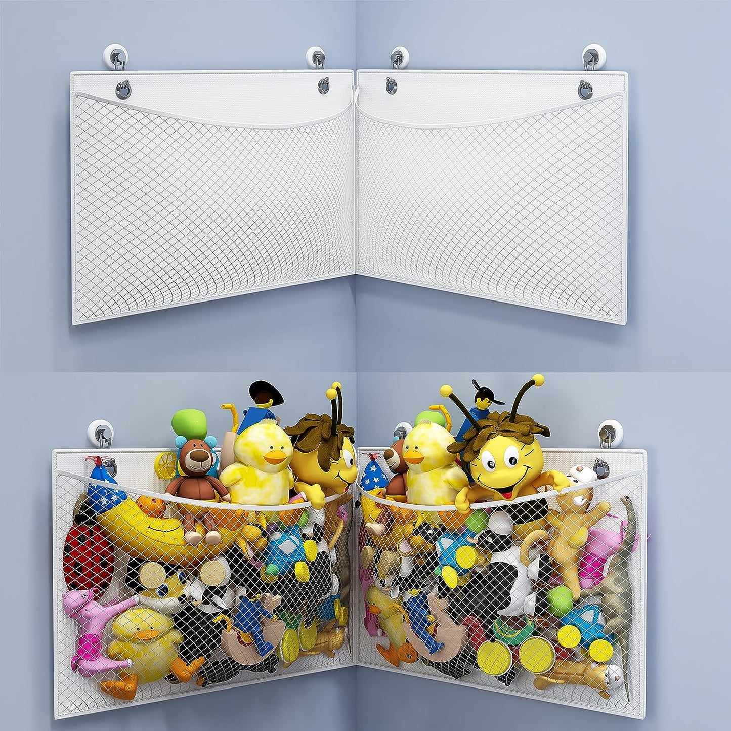 Wall / Corner Mount Large Stuffed Animal Storage Holder