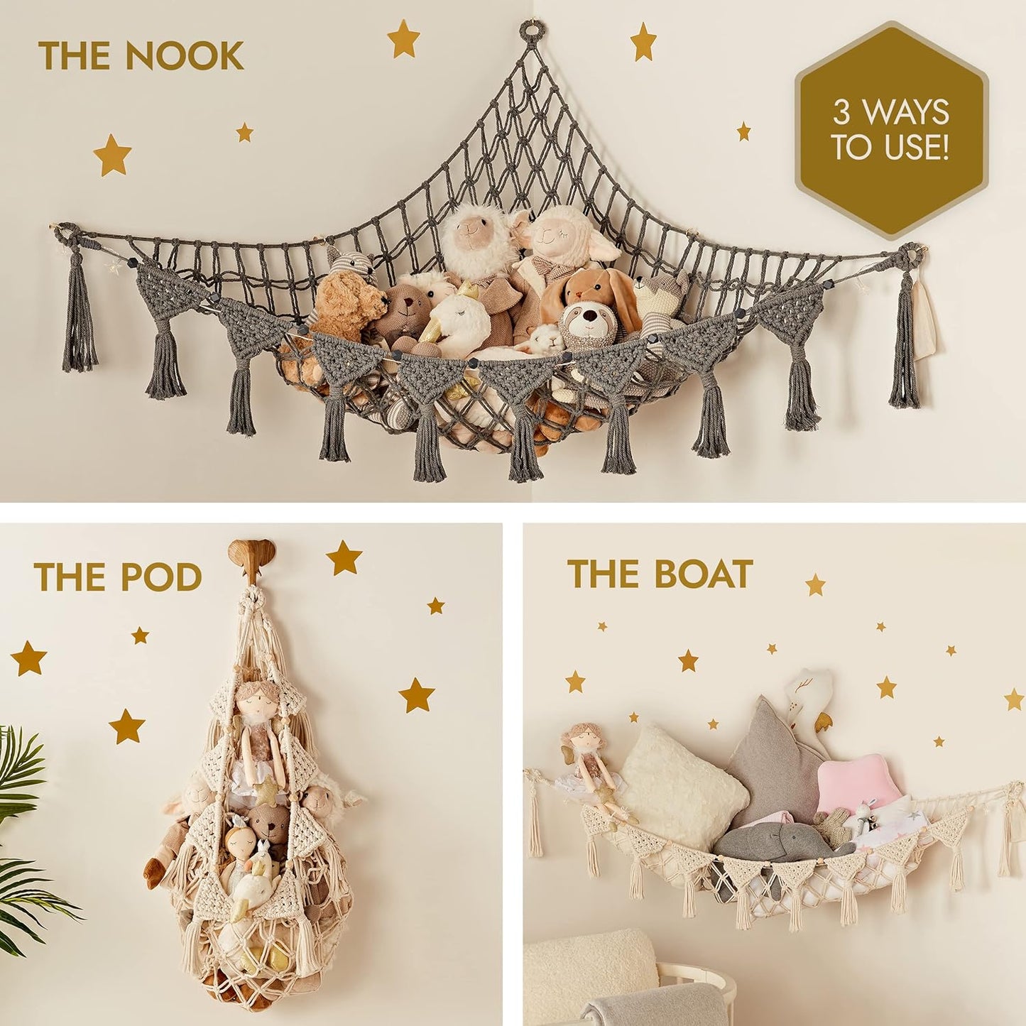 Macrame Cord Stuffed Animal Hammock
