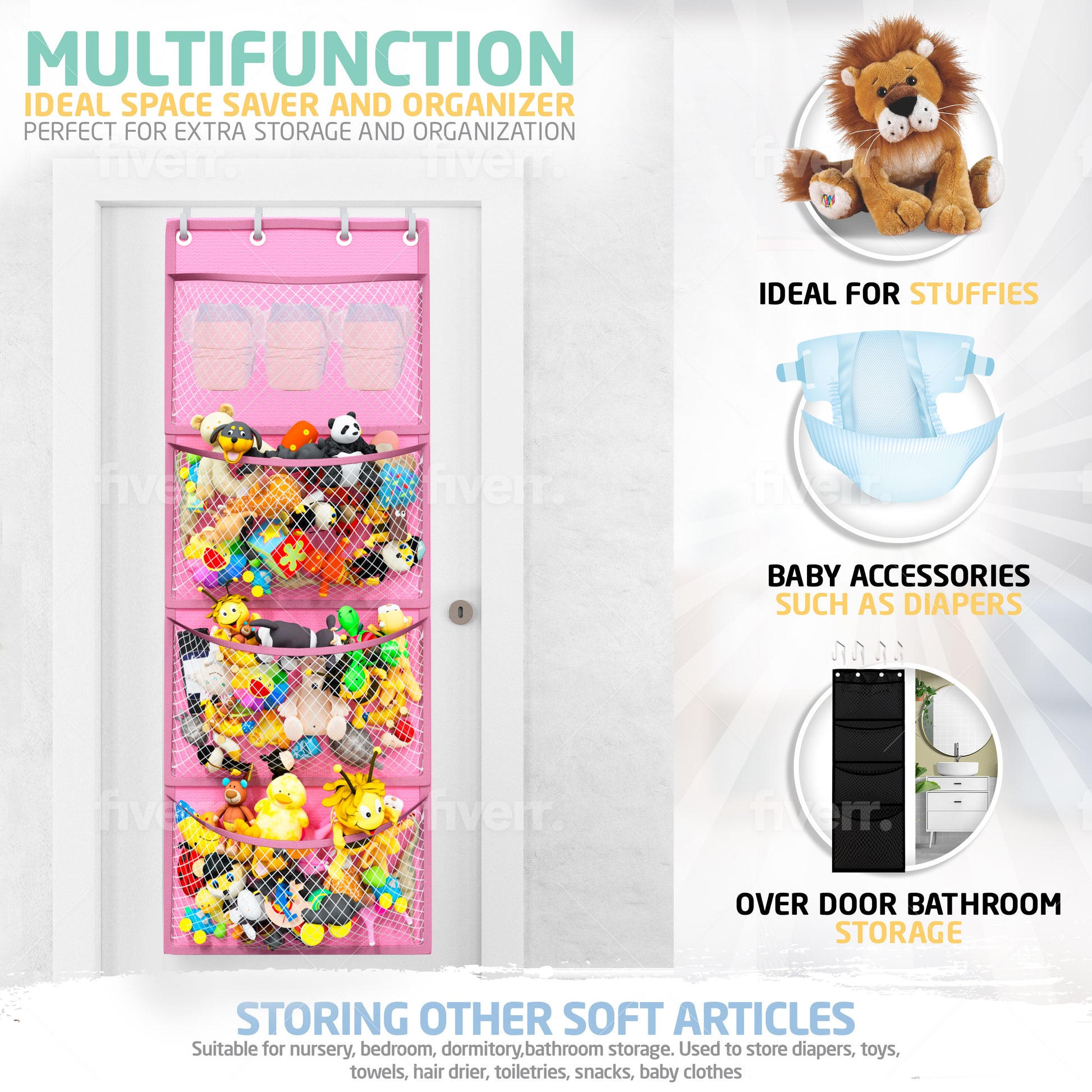 Storage for Stuffed Animal - Over Door Organizer for Stuffies – Honeyera