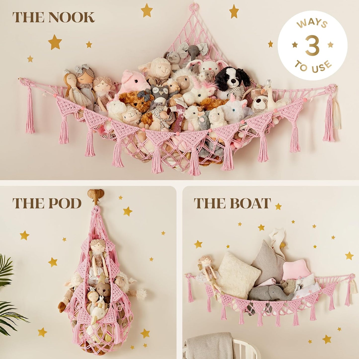 Macrame Cord Stuffed Animal Hammock
