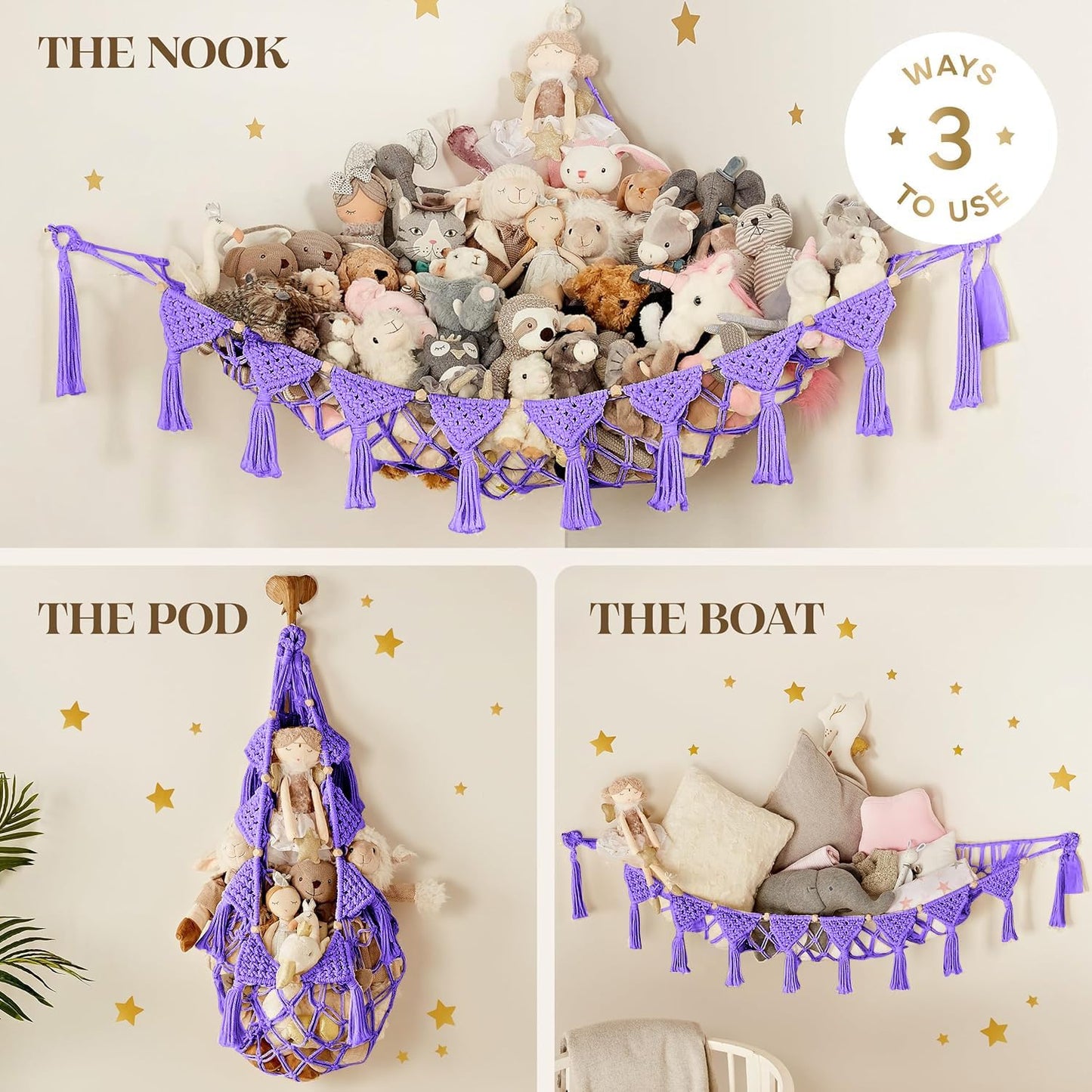Macrame Cord Stuffed Animal Hammock