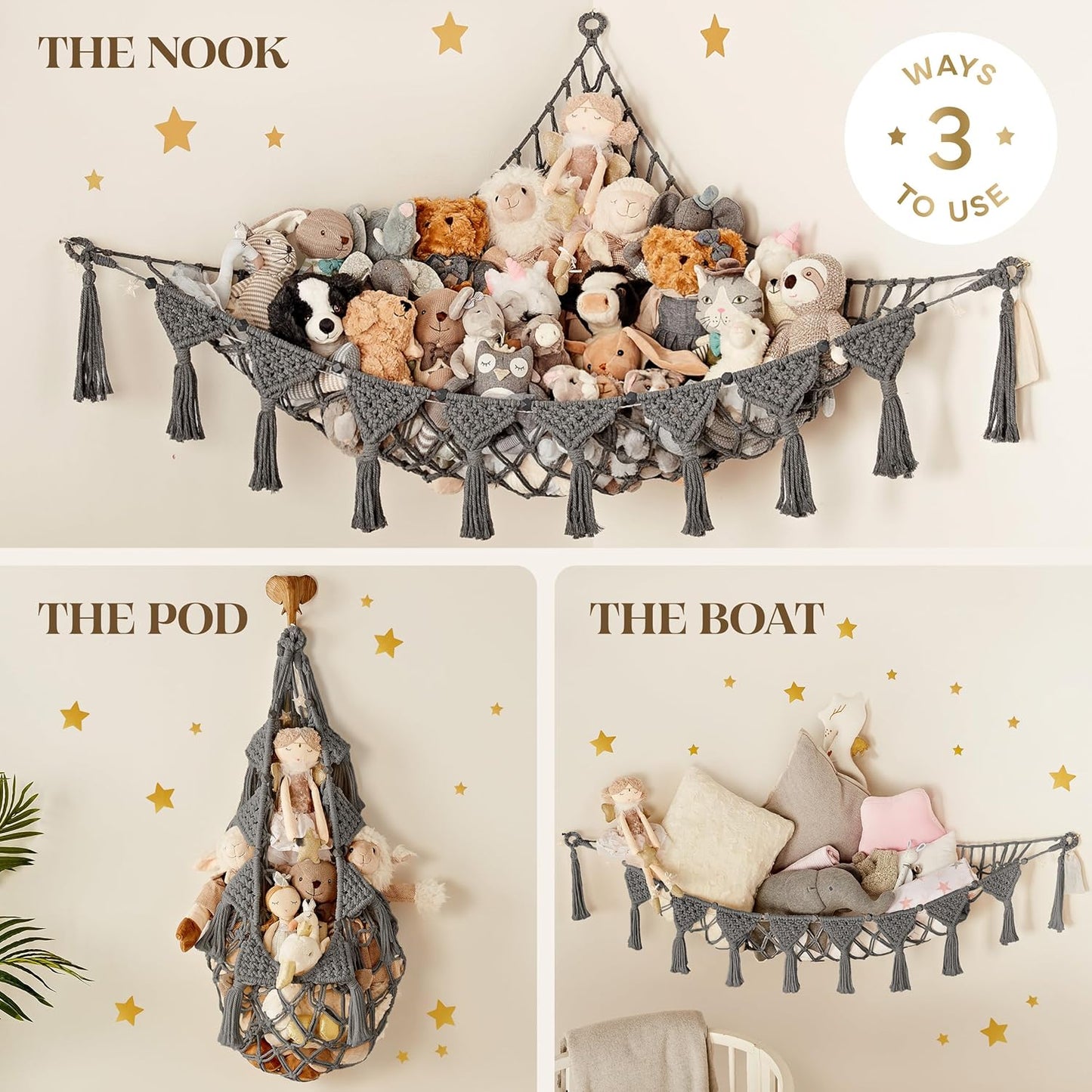 Macrame Cord Stuffed Animal Hammock