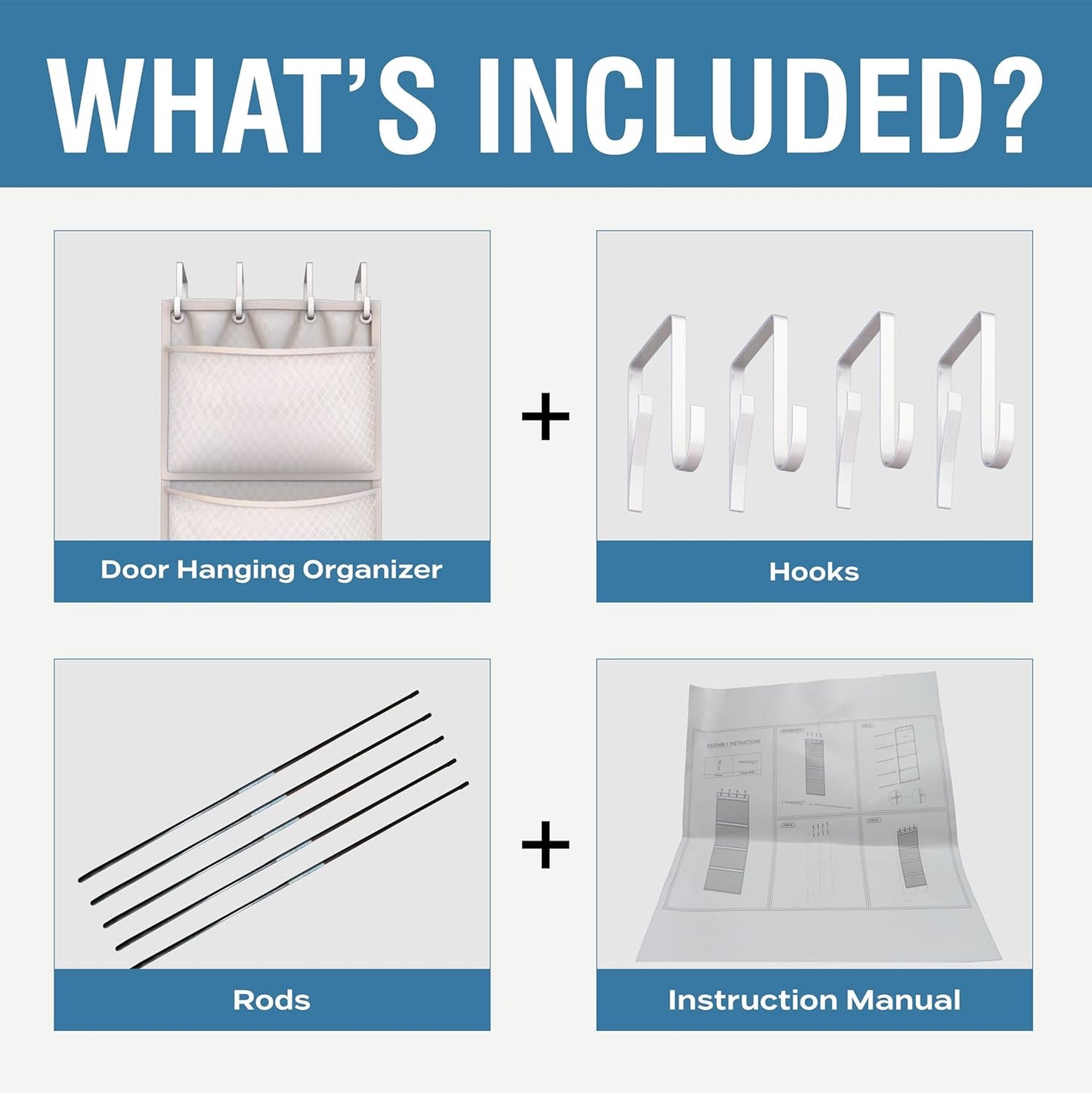 Honeyera Yarn Organizer and Storage Over The Door – Large Hanging Yarn Organizer with 4 Clear Mesh Compartments – Crochet Yarn, Knitting Supplies, Craft & Crochet Hook Storage Solution