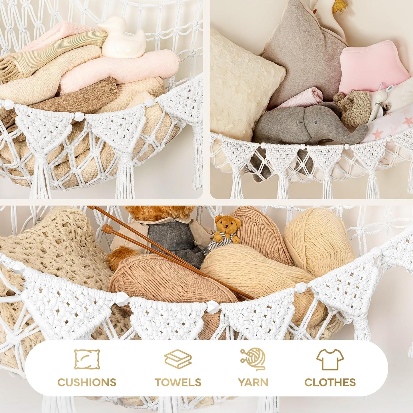 Macrame Cord Stuffed Animal Hammock