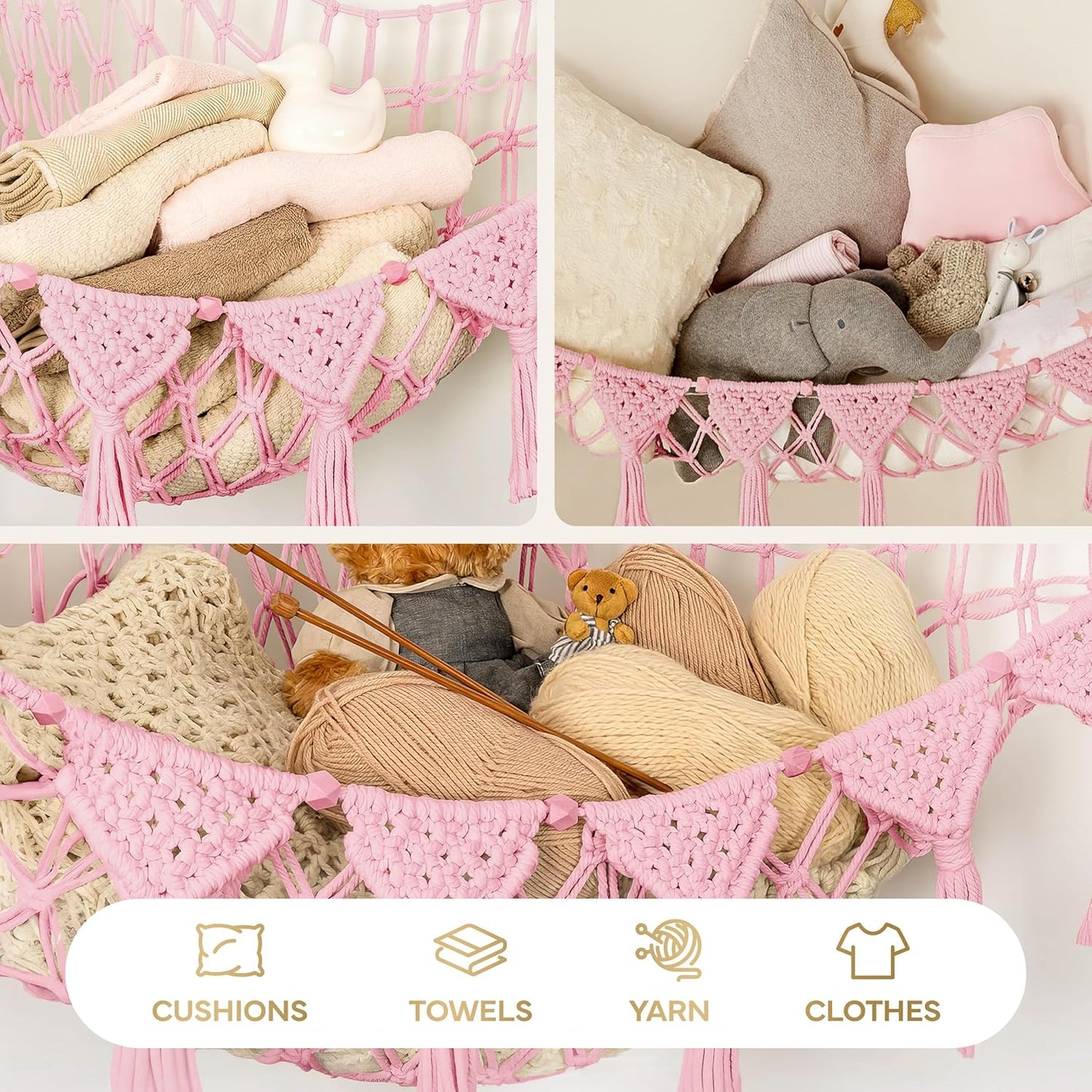 Macrame Cord Stuffed Animal Hammock