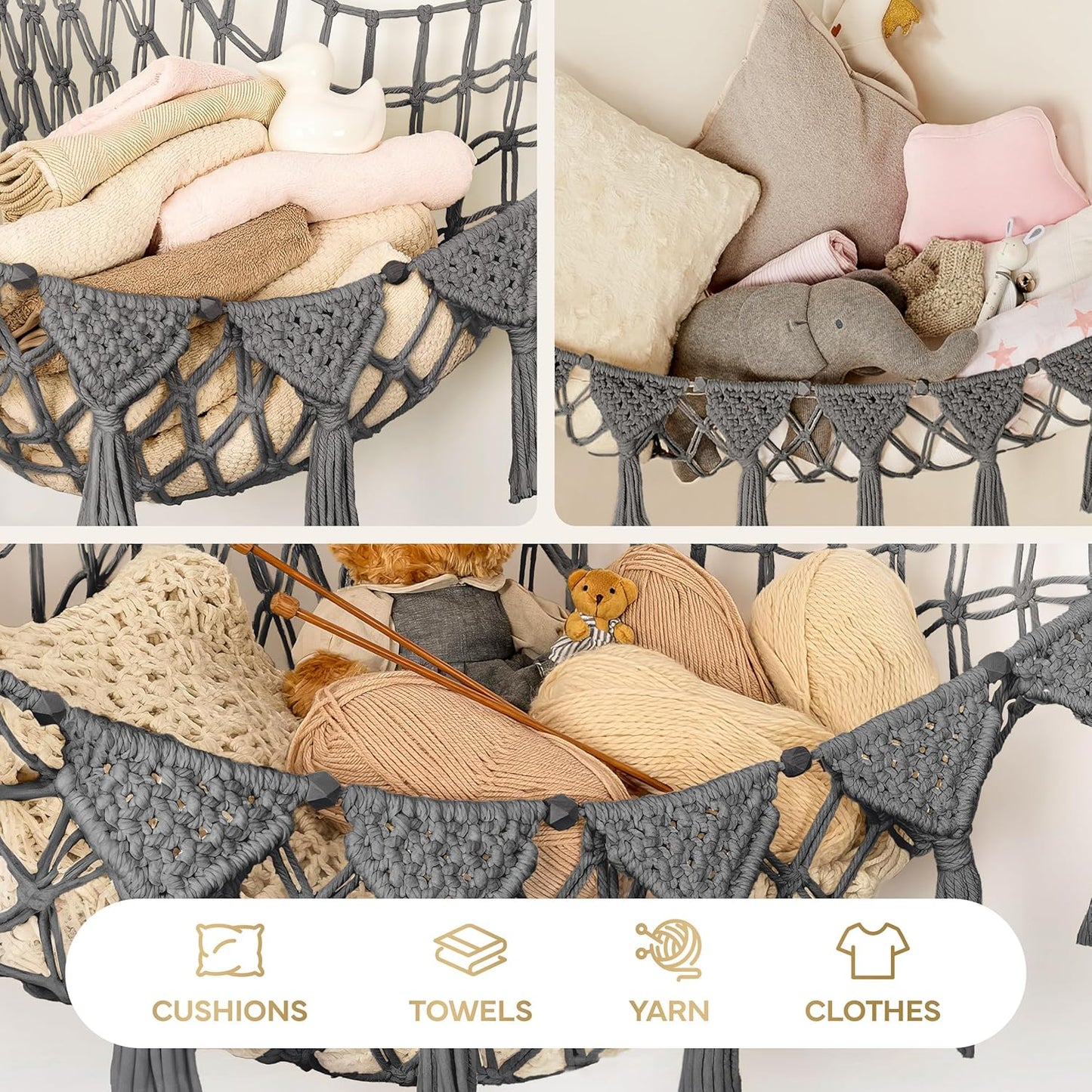 Macrame Cord Stuffed Animal Hammock