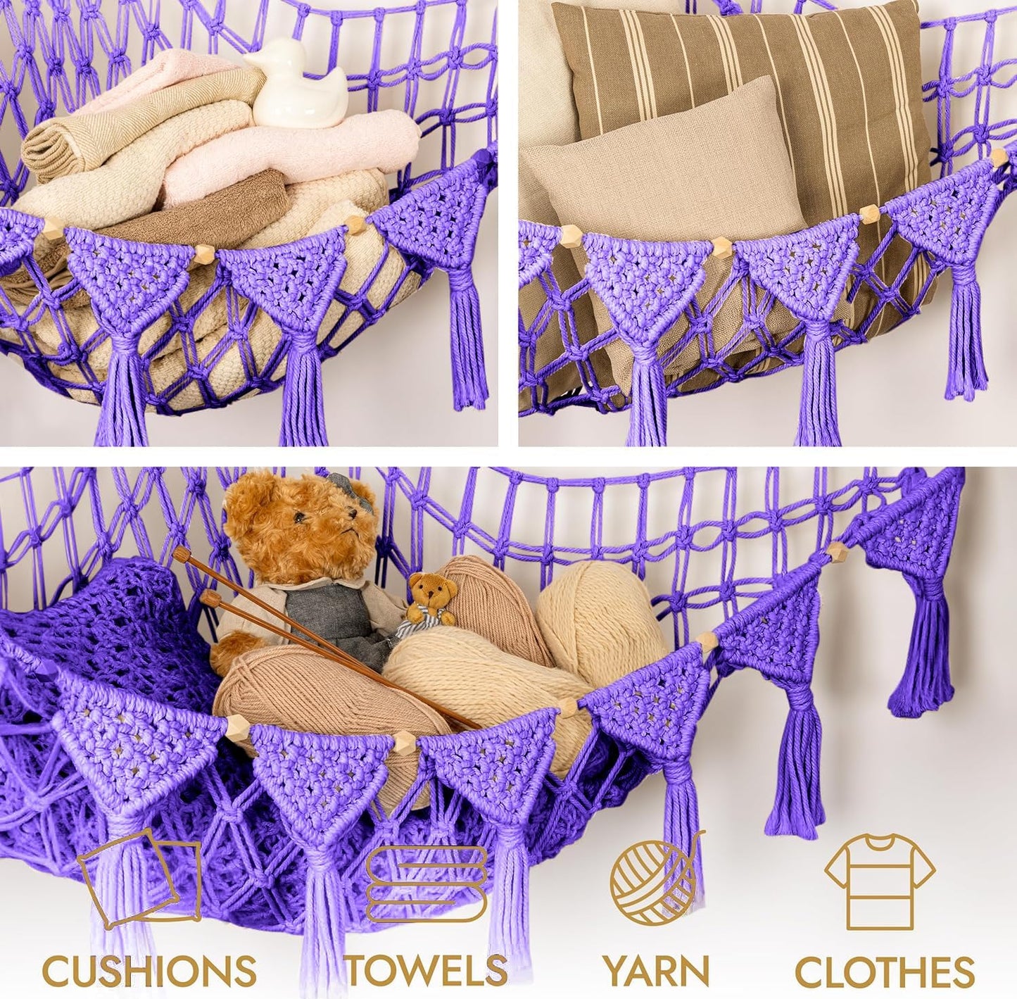 Macrame Cord Stuffed Animal Hammock