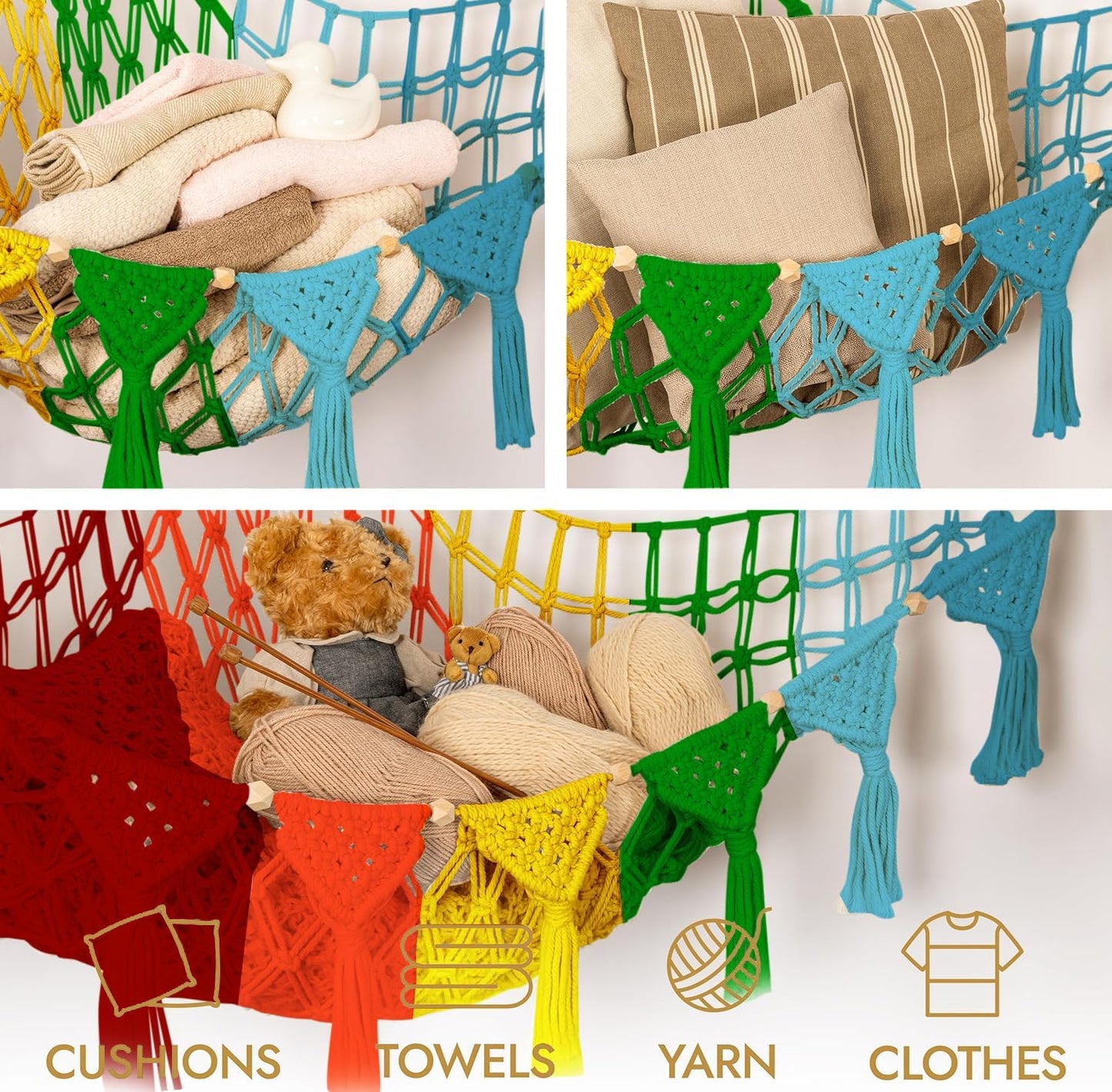Macrame Cord Stuffed Animal Hammock