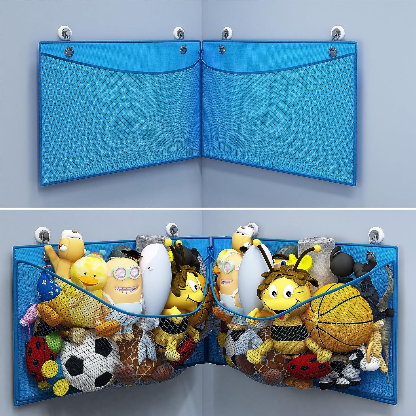 Wall / Corner Mount Large Stuffed Animal Storage Holder