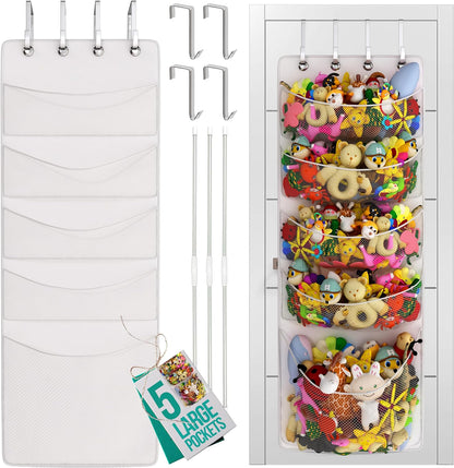 The Original 5-Pocket Over the Door Stuffed Animal Storage Organizer