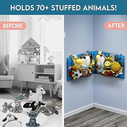 Wall / Corner Mount Large Stuffed Animal Storage Holder