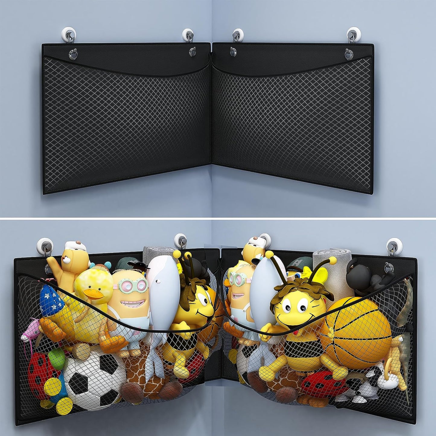 Wall / Corner Mount Large Stuffed Animal Storage Holder