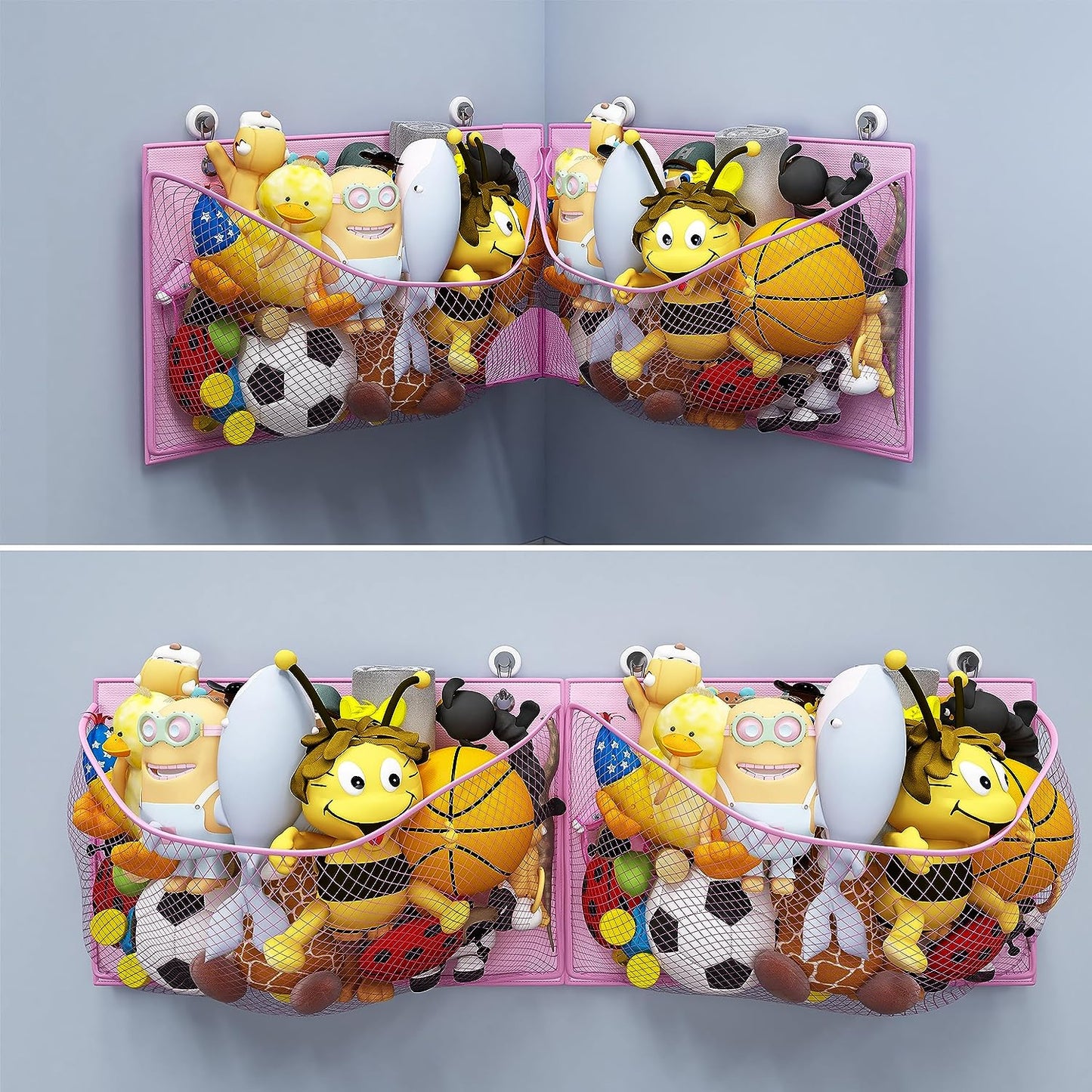 Wall / Corner Mount Large Stuffed Animal Storage Holder