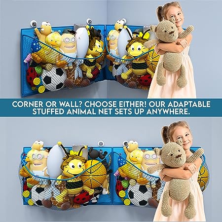 Wall / Corner Mount Large Stuffed Animal Storage Holder