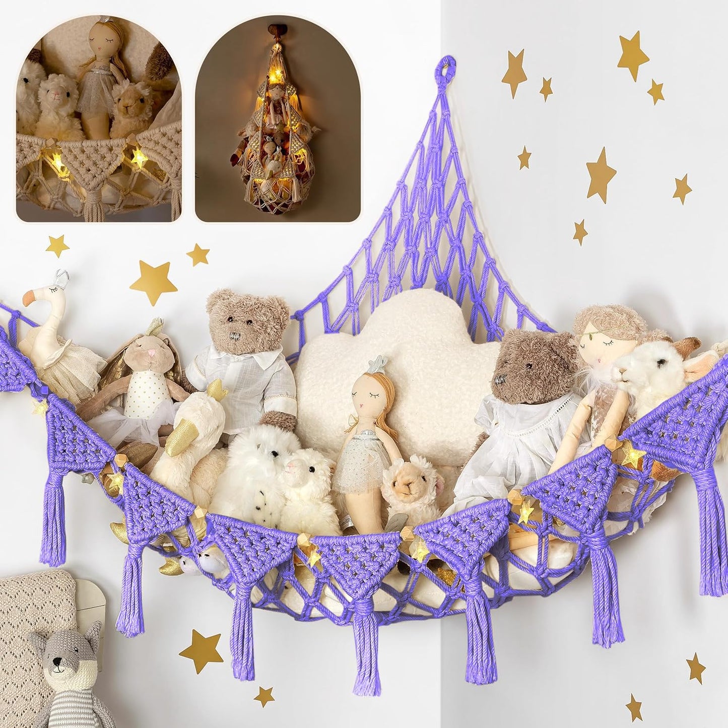 Macrame Cord Stuffed Animal Hammock