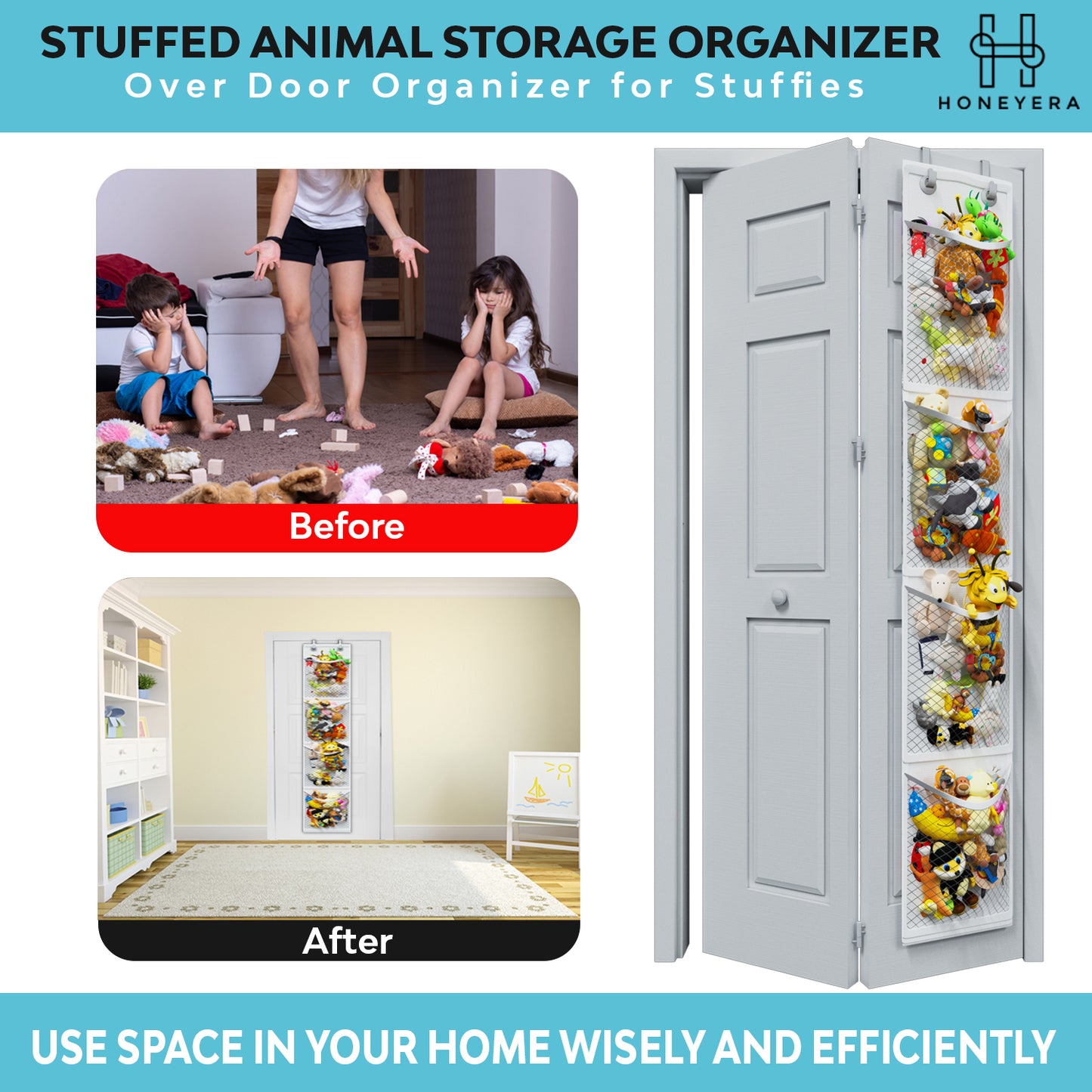 Storage for Stuffed Animal - Over Door Organizer for Stuffies